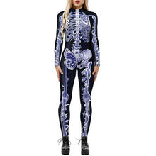 Load image into Gallery viewer, Women Halloween 3D Skeleton Jumpsuit Cosplay Costume Fancy Dress Romper Bodysuit
