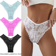 Load image into Gallery viewer, Lace Thongs 3Pcs/set Women Sexy G-string Underpants S-XL Lace Underwear Ladies Floral Panties Female Lingerie
