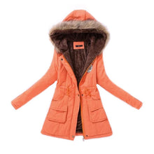 Load image into Gallery viewer, Women Winter Fashion Cotton Jacket Coat Parka Short Fur Collar Hooded Zipper Fleece Solid Pocket Black S-XXXL
