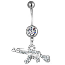 Load image into Gallery viewer, Body Piercing Jewelry Gun-shaped Umbilical Ring Rhinestone Belly Button Nail
