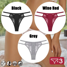 Load image into Gallery viewer, 3PCS/Set Sexy Lace Panties for Women Perspective Hollow Out Thong G-String Female Breathable Underwear Solid Color Soft Lingerie
