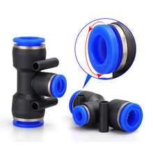 Load image into Gallery viewer, PE Air Connectors 4mm 6mm 8mm 10 12MM Pneumatic Fitting Quick Connect Slip Lock Tee 3Way Plastic Pipe Water Hose Tube Connector
