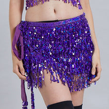 Load image into Gallery viewer, Halloween Belly Dance Costume Indian Dance Waist Scarf Sequins Tassel Hip Scarf Stage DS Performance Belly Dance Waist Chain
