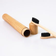 Load image into Gallery viewer, 1set Natural Bamboo Toothbrush Adult Child Portable Tooth Brush Travel Holder Set Washable
