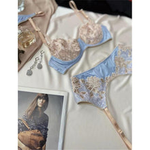 Load image into Gallery viewer, Aduloty Women's Sexy Lingerie Summer Thin Bra Set Delicate Lace Stitching Flower Embroidery Mesh Perspective Erotic Underwear
