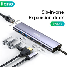 Load image into Gallery viewer, 6 in 1 Extension Hub Type-C to USB 3.0 / HDMI / PD / RJ45 Network Card USB C Splitter Charger Adapter Data Hub For Laptop Computer Game Switch
