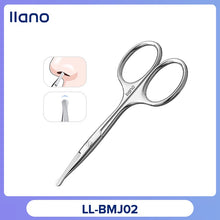 Load image into Gallery viewer, B19 ℗◑▨LLANO Nose Hair Scissor Rounded Professional Stainless Steel Mustache Facial Beard Eyebrows Eyelashes Trimming Cl
