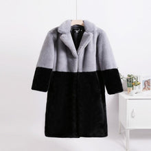 Load image into Gallery viewer, Women Contrast Color Mink Faux Fur Coat Turn Down Collar Winter Fur Lady Long Coat
