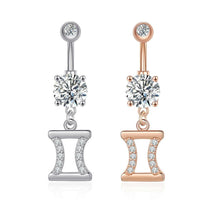 Load image into Gallery viewer, Navel Belly Button Rings Bar Surgical Steel Crystal 12 Constellations Dangle Body Piercing Gift
