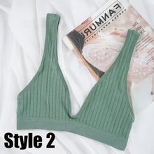Load image into Gallery viewer, Sexy Women's Bra Crop Top Female Seamless Underwear No-Padded Autumn Camisole Deep V Lingere Daily Sports Ribbed Tanks

