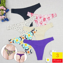 Load image into Gallery viewer, 3pcs Seamless Panties Thongs Women Underwear Sexy Intimate Tangas Ice Silk Leopard Print Thin Underpants Strings
