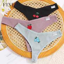 Load image into Gallery viewer, 2pcs Fruit Embroidery Sexy Panties Cotton G-String Women Underwear Thong Female Lingerie Underpants T-Back Pantys Intimates Panties
