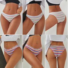Load image into Gallery viewer, 3Pcs/set Colorful Stripes Panties Women's Cotton Briefs M-XL Low-Rise Rainbow Underwear Ladies Underpants Girls Panties

