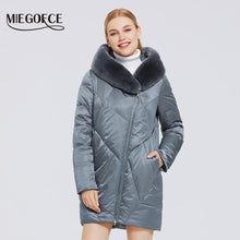 Load image into Gallery viewer, MIEGOFCE 2023 Winter New Women's Cotton Coat With Stylish Fur Collar Rex Rabbit Long Jacket Winter Women Parkas Windproof Jacket
