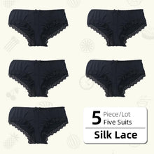 Load image into Gallery viewer, Women's Ice Silk Sexy Lace Panties  Female Underwear Design Sense Low Waist Large Size Briefs Cotton Crotch
