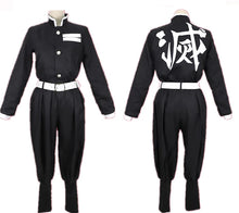 Load image into Gallery viewer, adult and kids Demon Slayer Cosplay Tanjirou Kamado Cosplay Costume Kimetsu no Yaiba Men Kimono Costume wigs earrings Halloween
