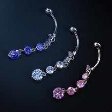 Load image into Gallery viewer, Women Steel Stainless Rhinestone Pendant Belly Navel Button Ring Body Piercing
