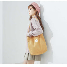 Load image into Gallery viewer, Women Corduroy Casual Shopping Cloth Bag Female Canvas Shoulder Bag Environmental Storage Handbag Reusable Foldable Eco Grocery Totes
