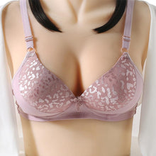 Load image into Gallery viewer, Ladies Solid Color Sexy Jacquard Glossy Breathable Bra Padded Push Up Adjustable Strap Bra
