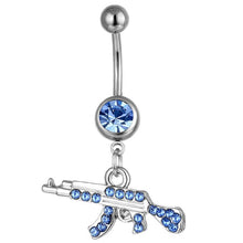 Load image into Gallery viewer, Body Piercing Jewelry Gun-shaped Umbilical Ring Rhinestone Belly Button Nail
