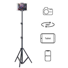 Load image into Gallery viewer, Tripod Floor Stand Adjustable Tablet Mount for iPhone Mini Pro Max Mobile Phone
