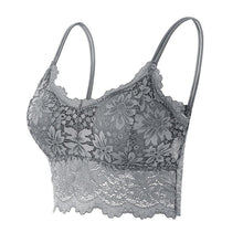 Load image into Gallery viewer, Women Sleeveless Lace Vest Bra Cropped Top Camisole Padded Tank Tops Fitness Underwear Floral Lace Bralette 7 Colors
