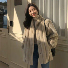 Load image into Gallery viewer, Women Winter Solid Faux Fur Warm Coat Female Elegant Short Loose Long Sleeve Overcoat Office Ladys Fashion Jackets
