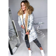 Load image into Gallery viewer, Women Winter Coat Autumn Cotton-Padded Jacket Hoodie Popular Solid Color Slim Fit Long Sleeve Warm Coat
