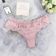 Load image into Gallery viewer, Women Sexy Lace Lingerie Temptation Low-waist Thong Panties Transparent High Quality Embroidery Underwear Female G String
