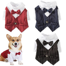 Load image into Gallery viewer, Tuxedo Bowtie Gentleman Dog Formal Shirt Clothes Dog Tuxedo Pet Dog Costumes Wedding Suit
