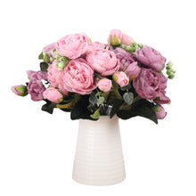 Load image into Gallery viewer, 30cm Rose Pink Silk Bouquet Peony Artificial Flowers 5 Big Heads 4 Small Bud Bride Wedding Home Decoration Fake Flowers Faux

