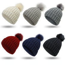 Load image into Gallery viewer, Women's Knit Hat Set 2021new Outdoor Keep Warm Touch Screen Knitting Wool Gloves Hat Two-Piece Set
