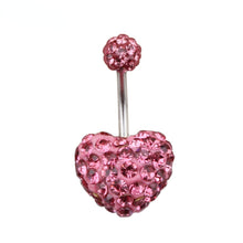 Load image into Gallery viewer, Heart Double Side Belly Piercing Rings Surgical Steel Crystal Disco Ball Belly Button Ring Navel Piercing Body Jewelry
