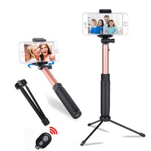 Load image into Gallery viewer, Tabletop Tripod Extender Selfie Stick for Universal Phone Holder BT Remote
