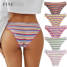 Load image into Gallery viewer, 3Pcs/set Colorful Stripes Panties Women's Cotton Briefs M-XL Low-Rise Rainbow Underwear Ladies Underpants Girls Panties
