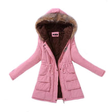 Load image into Gallery viewer, Women Winter Fashion Cotton Jacket Coat Parka Short Fur Collar Hooded Zipper Fleece Solid Pocket Black S-XXXL
