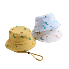 Load image into Gallery viewer, Summer Children Bucket Hat Cartoon Dinosaur Print Girls Boys Panama Fisherman Hat Outdoor Kids Sun Beach Cap

