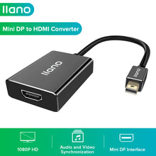 Load image into Gallery viewer, llano Mini DP to HDMI Converter Adapter 1080P HD Ultra Clear Mini DisplayPort Male to HDMI Female Connector Cable Adapter
