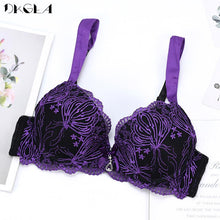Load image into Gallery viewer, DKGEA Embroidery Push Up Bra Sexy Red Women Underwear A B C Cup
