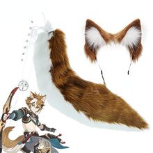 Load image into Gallery viewer, Genshin Impact Gorou Render Cosplay Headwear Plush Ear Tail Set Halloween Costume Accessory Prop
