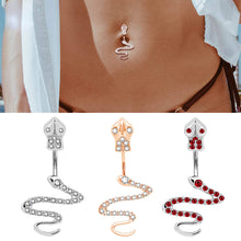Load image into Gallery viewer, 1pcs Snake navel ring crystal red CZ 14g Belly button piercing body jewellery
