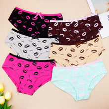 Load image into Gallery viewer, 6pcs Women Briefs Lip Printed Panties Mid Waist Plus Size Sexy Underwear Short Panty
