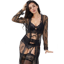 Load image into Gallery viewer, Varsbaby Sexy Robe+Bra+ Panties+ Stockings +Thong +Garter 6 Piece For Lady
