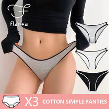 Load image into Gallery viewer, Flarixa 3PCS Low-Rise Women's Cotton Panties Briefs Simple Soft Sexy Underwear Ladies Underpants Solid Color Girls Panties M-XL
