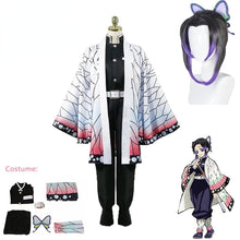 Load image into Gallery viewer, Demon Slayer Kimetsu No Yaiba Kochou Shinobu Cosplay Costume Wig Set Kimono Uniform Halloween  Costumes for Adult Kid
