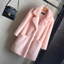 Load image into Gallery viewer, Fashionable Plus Size Thick Fur Coat Imitation Mink Fur Slim Mid-length Coat
