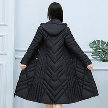 Load image into Gallery viewer, Middle-Aged Slim-Fit Solid-Color Cotton Clothing Women's Winter Warm Mid-Length Hooded Jacket
