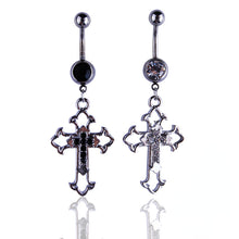 Load image into Gallery viewer, Hollow Cross Dangle Navel Ring 14G  316L surgical steel Belly button ring Body piercing Jewelry Dangle
