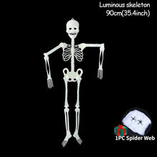 Load image into Gallery viewer, 150CM Scary Halloween Decoration Luminous Hanging Decor Roof Outdoor Party Horror Luminous Movable Skull Halloween Skeleton Prop
