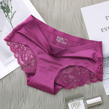 Load image into Gallery viewer, Women Sexy Lace Side Underwear Seamless Breathable Hollow Briefs Solid Color Woman Nylon Low Rise Lingerie Sexy UnderwearPanties
